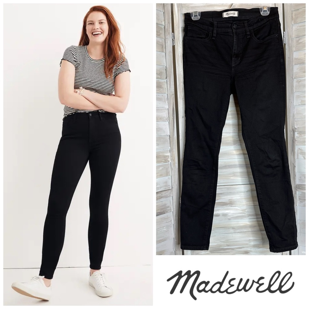 Madewell roadtripper high waist skinny denim jeans Bennett black wash size 26